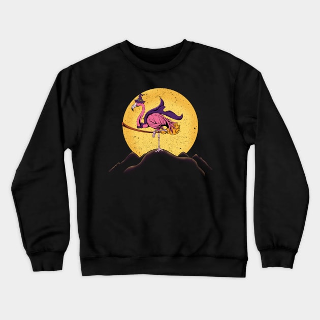 Halloween Flamingo Witch Funny Crewneck Sweatshirt by Dr_Squirrel